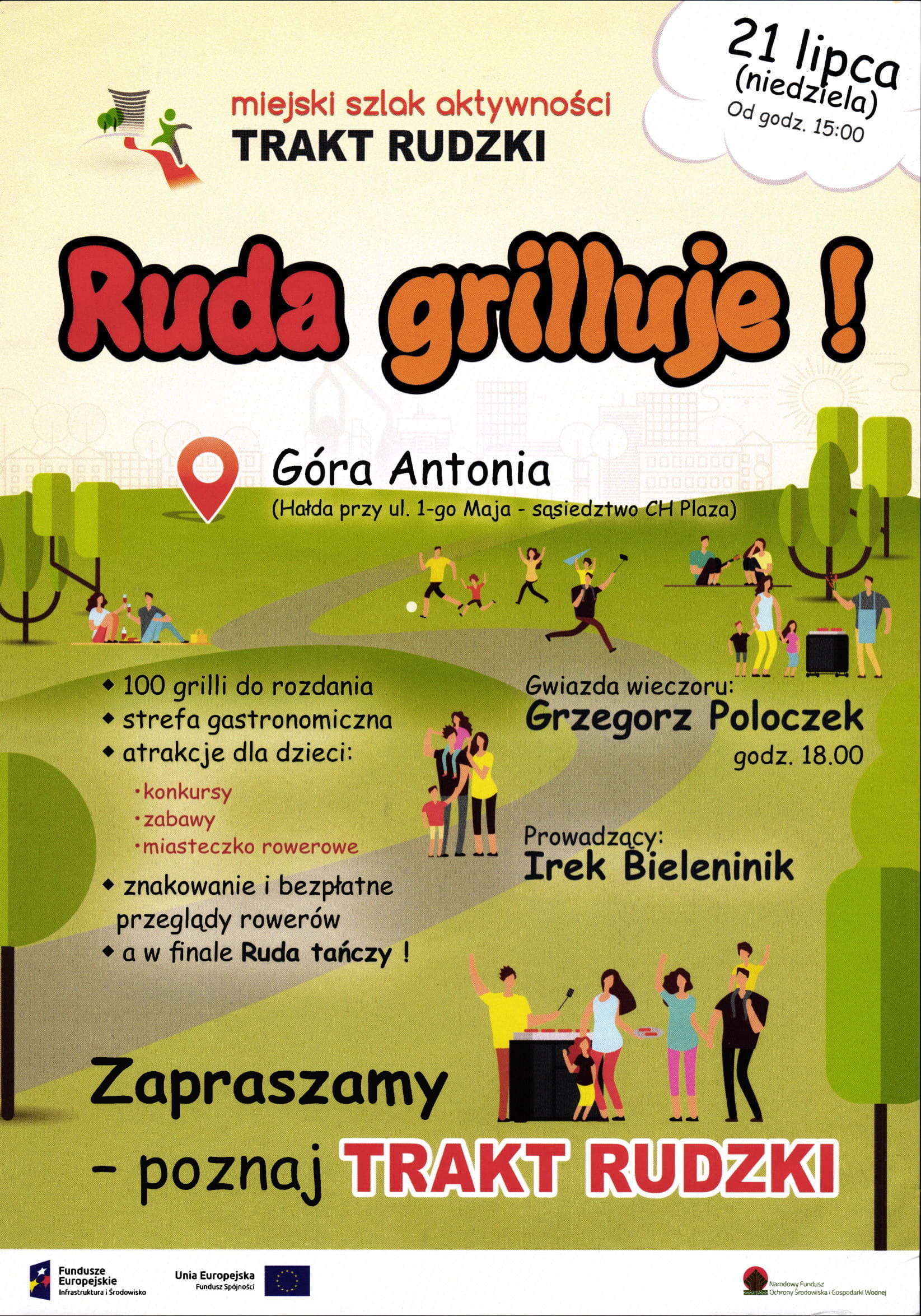 Plakat informacyjny o festynie Ruda Grilluje
